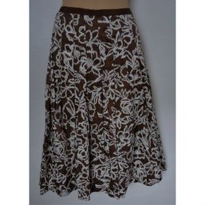 Liz Claiborne Skirt Pleated Lined Cotton Brown